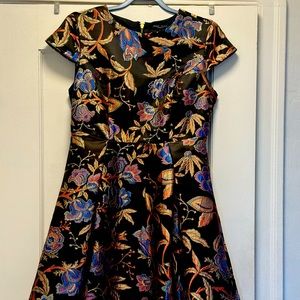 Romeo & Juliet Couture Black Floral Jacquard Fit & Flare Mini Dress Womens L